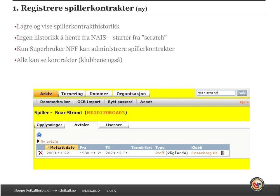 starter fra scratch Kun Superbruker NFF kan administrere