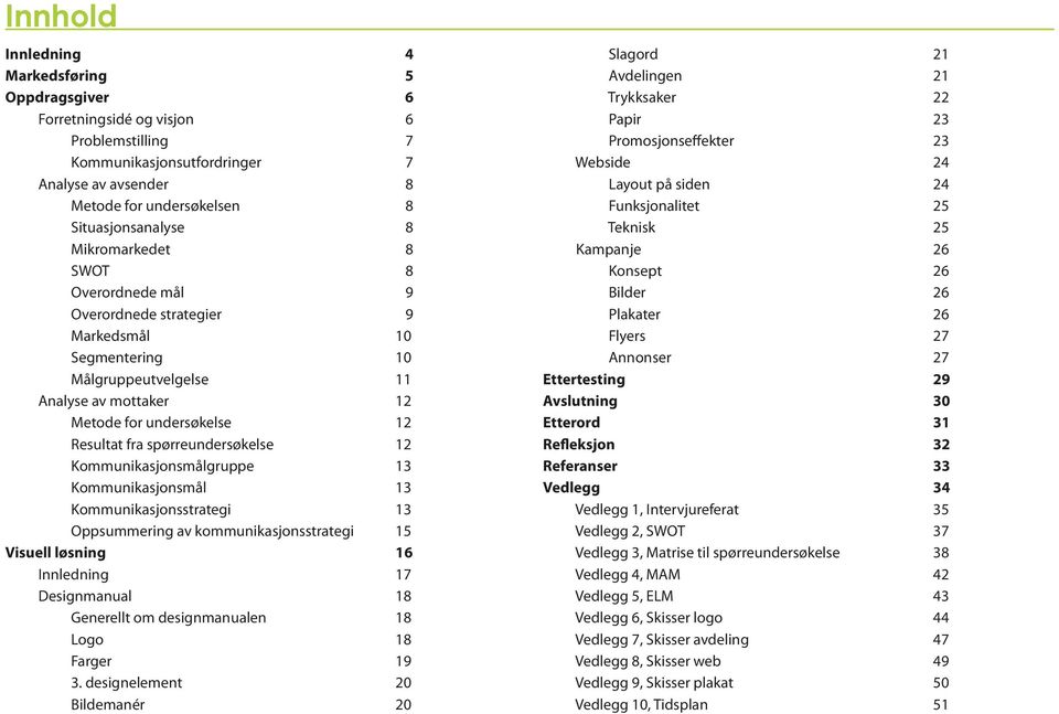 spørreundersøkelse 12 Kommunikasjonsmålgruppe 13 Kommunikasjonsmål 13 Kommunikasjonsstrategi 13 Oppsummering av kommunikasjonsstrategi 15 Visuell løsning 16 Innledning 17 Designmanual 18 Generellt om