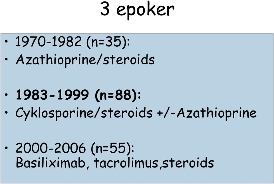 (n=88): Cyklosporine/steroids