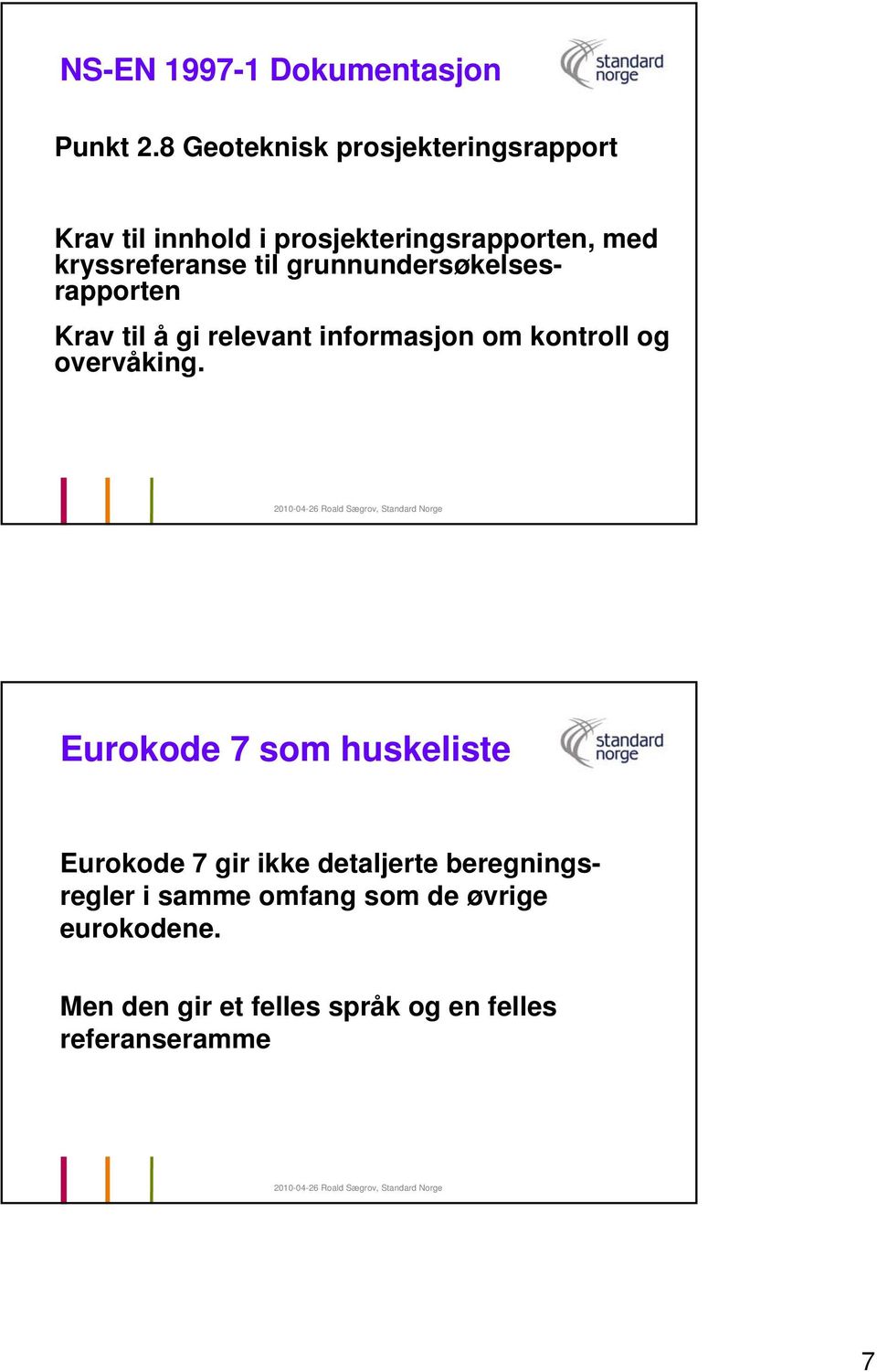 til grunnundersøkelsesrapporten Krav til å gi relevant informasjon om kontroll og overvåking.