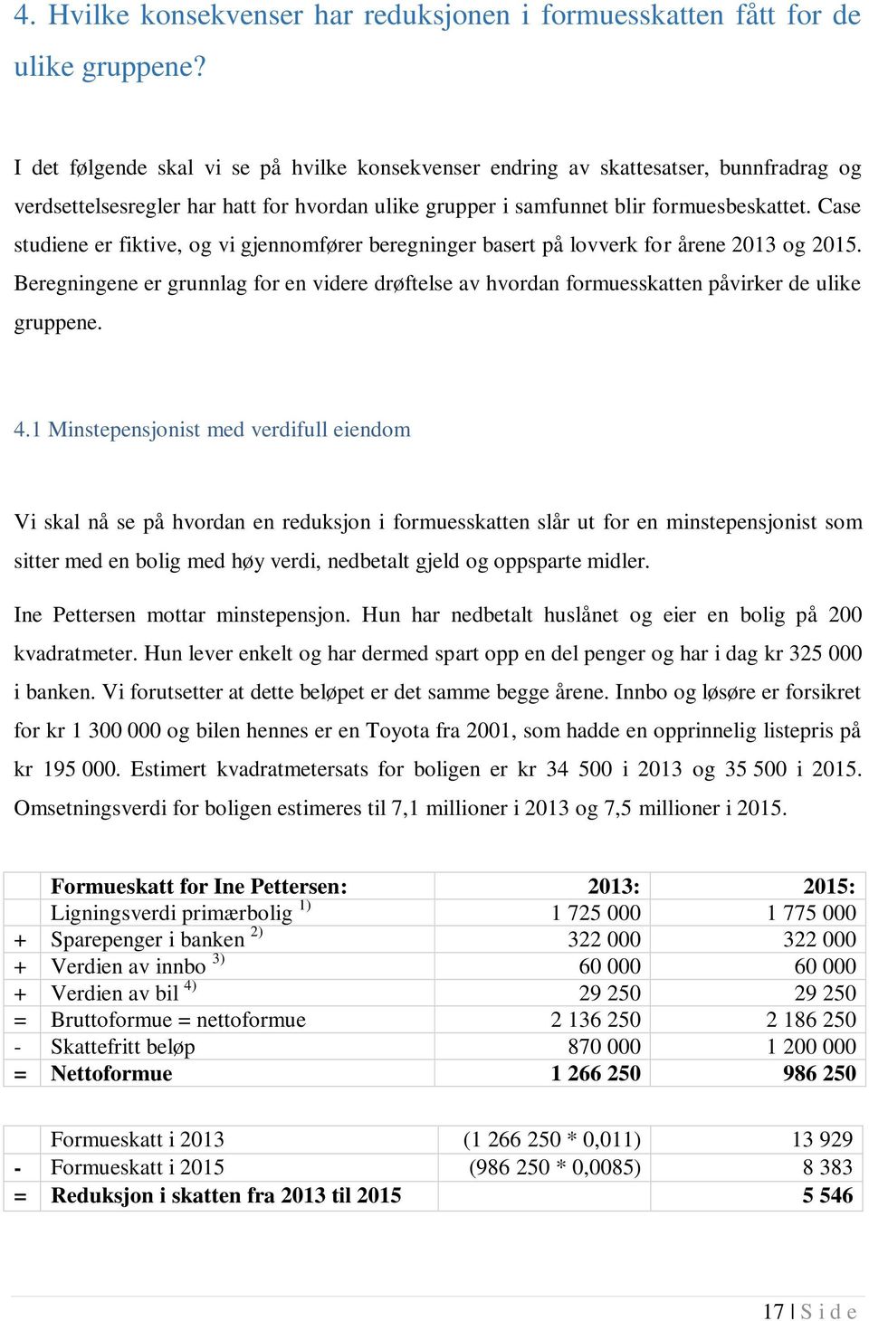 Case studiene er fiktive, og vi gjennomfører beregninger basert på lovverk for årene 2013 og 2015.