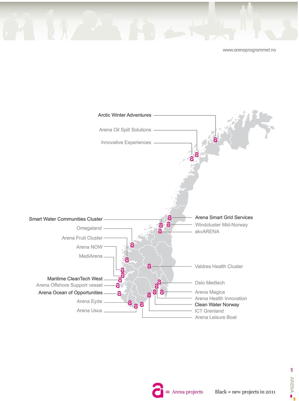 Fruit Cluster Arena NOW MediArena Arena Smart Grid Services Windcluster Mid-Norway akv Valdres Health Cluster Maritime