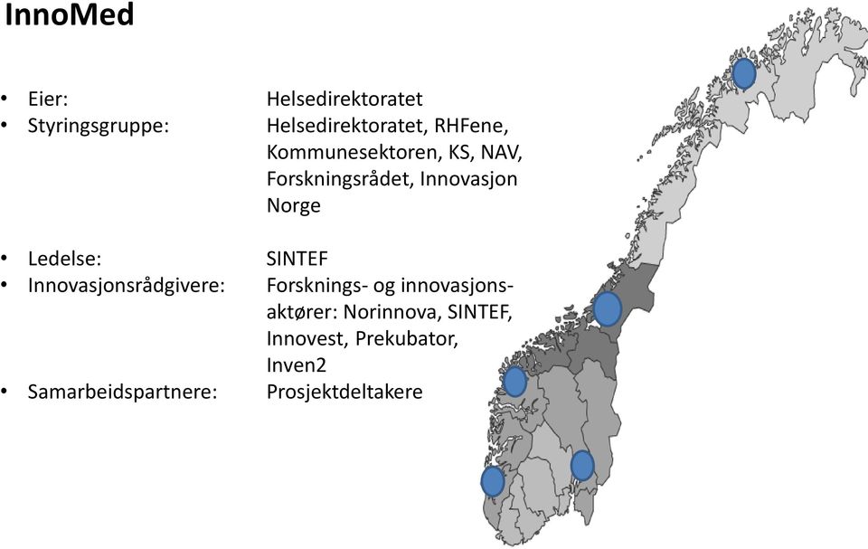 Ledelse: SINTEF Innovasjonsrådgivere: Forsknings- og innovasjonsaktører: