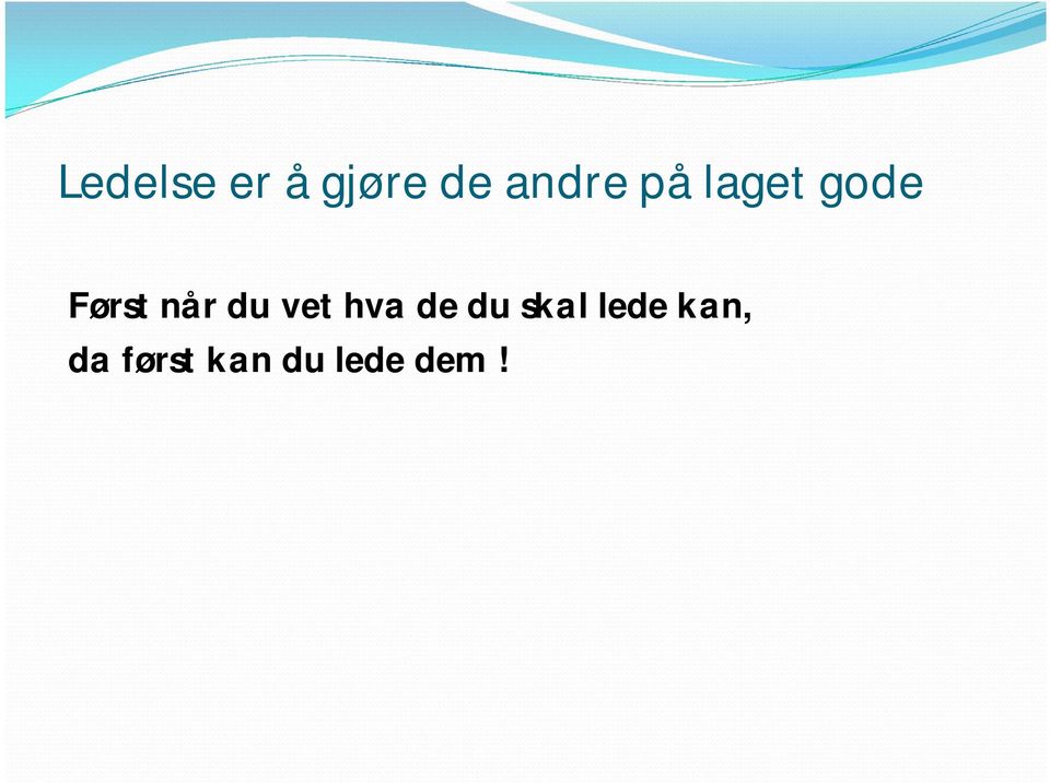 vet hva de du skal lede