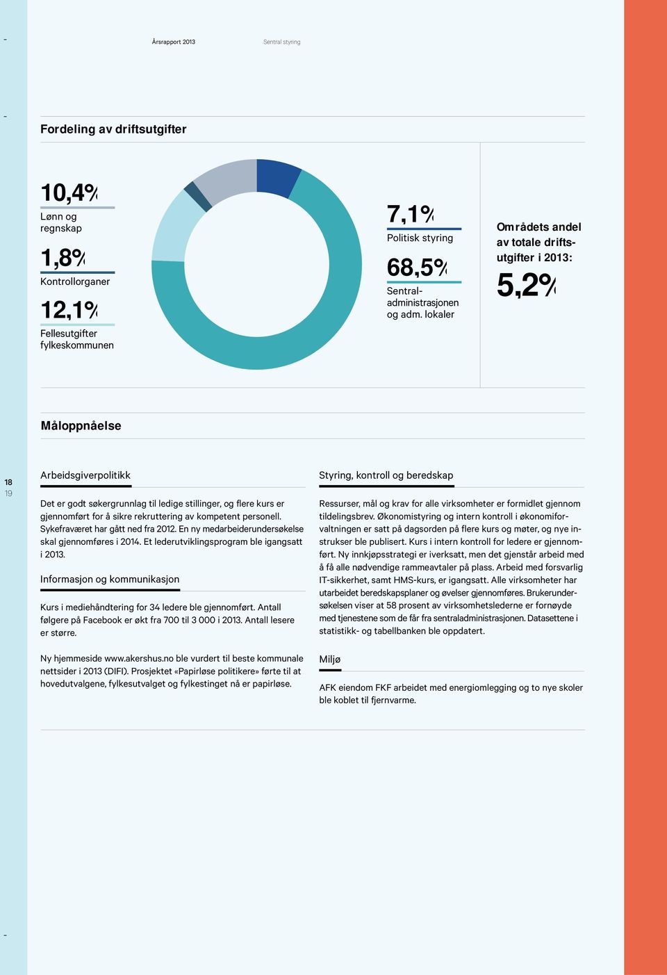 rekruttering av kompetent personell. Sykefraværet har gått ned fra 2012. En ny medarbeiderundersøkelse skal gjennomføres i 2014. Et lederutviklingsprogram ble igangsatt i 2013.