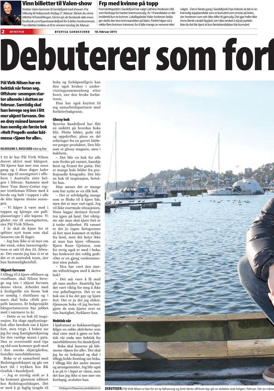 Frp med kvinne på topp som forf Fremskrittspartiet i Sandefjord har valgt Cathrine Andersen (40) valget.