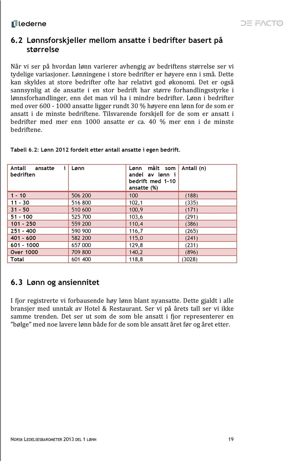 Det er også sannsynlig at de ansatte i en stor bedrift har større forhandlingsstyrke i lønnsforhandlinger, enn det man vil ha i mindre bedrifter.