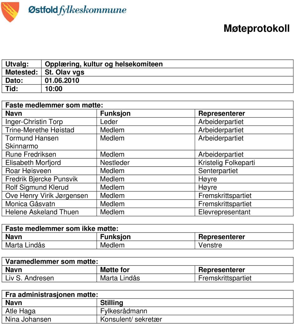 Skinnarmo Rune Fredriksen Medlem Arbeiderpartiet Elisabeth Morfjord Nestleder Kristelig Folkeparti Roar Høisveen Medlem Senterpartiet Fredrik Bjercke Punsvik Medlem Høyre Rolf Sigmund Klerud Medlem