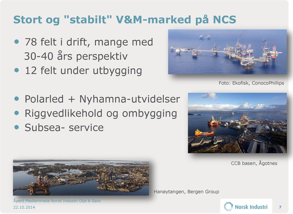 Nyhamna-utvidelser Riggvedlikehold og ombygging Subsea- service