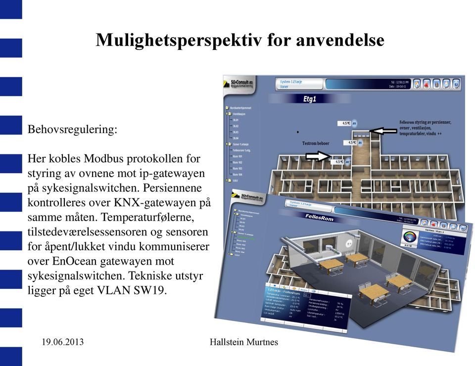 Temperaturfølerne, tilstedeværelsessensoren og sensoren for åpent/lukket vindu kommuniserer over EnOcean