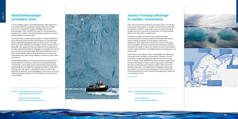 MARINTEK ble valgt som samarbeidspartner i prosjektet, for å analysere aktuelle brukergrupper og behov i prosjekt et Arktisk satellittkommunikasjon (ASK).