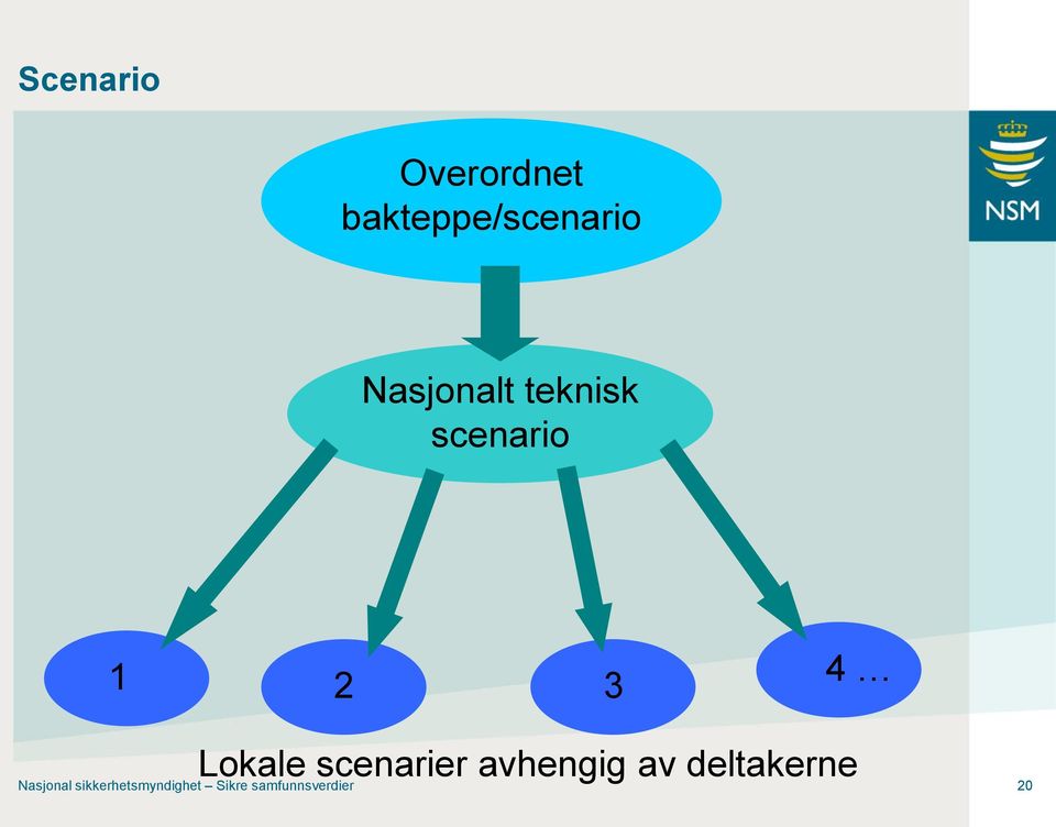 scenarier avhengig av deltakerne Nasjonal