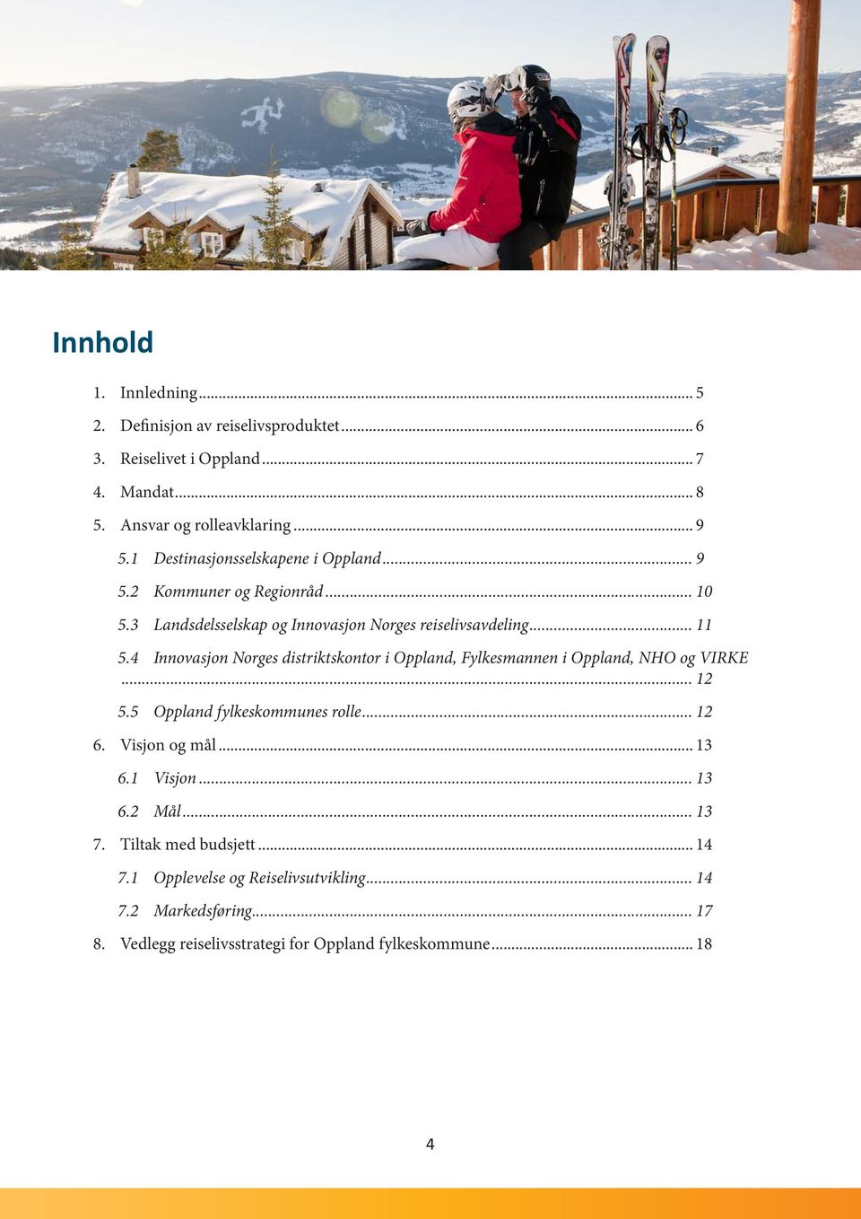 4 Innovasjon Norges distriktskontor i Oppland, Fylkesmannen i Oppland, NHO og VIRKE... 12 5.5 Oppland fylkeskommunes rolle... 12 6. Visjon og mål... 13 6.