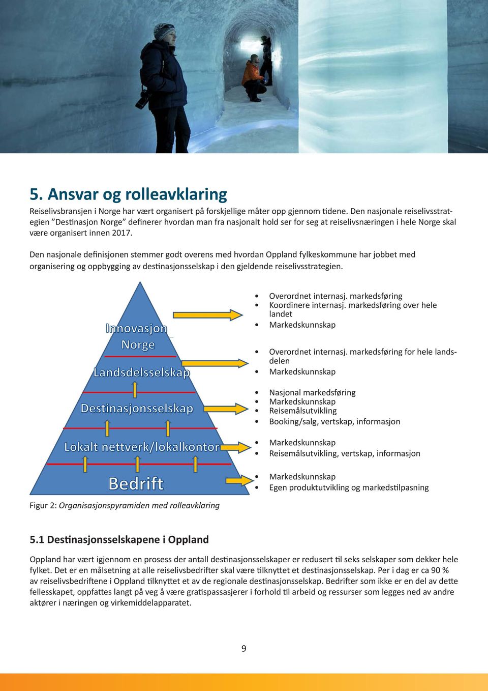 Den nasjonale definisjonen stemmer godt overens med hvordan Oppland fylkeskommune har jobbet med organisering og oppbygging av destinasjonsselskap i den gjeldende reiselivsstrategien.