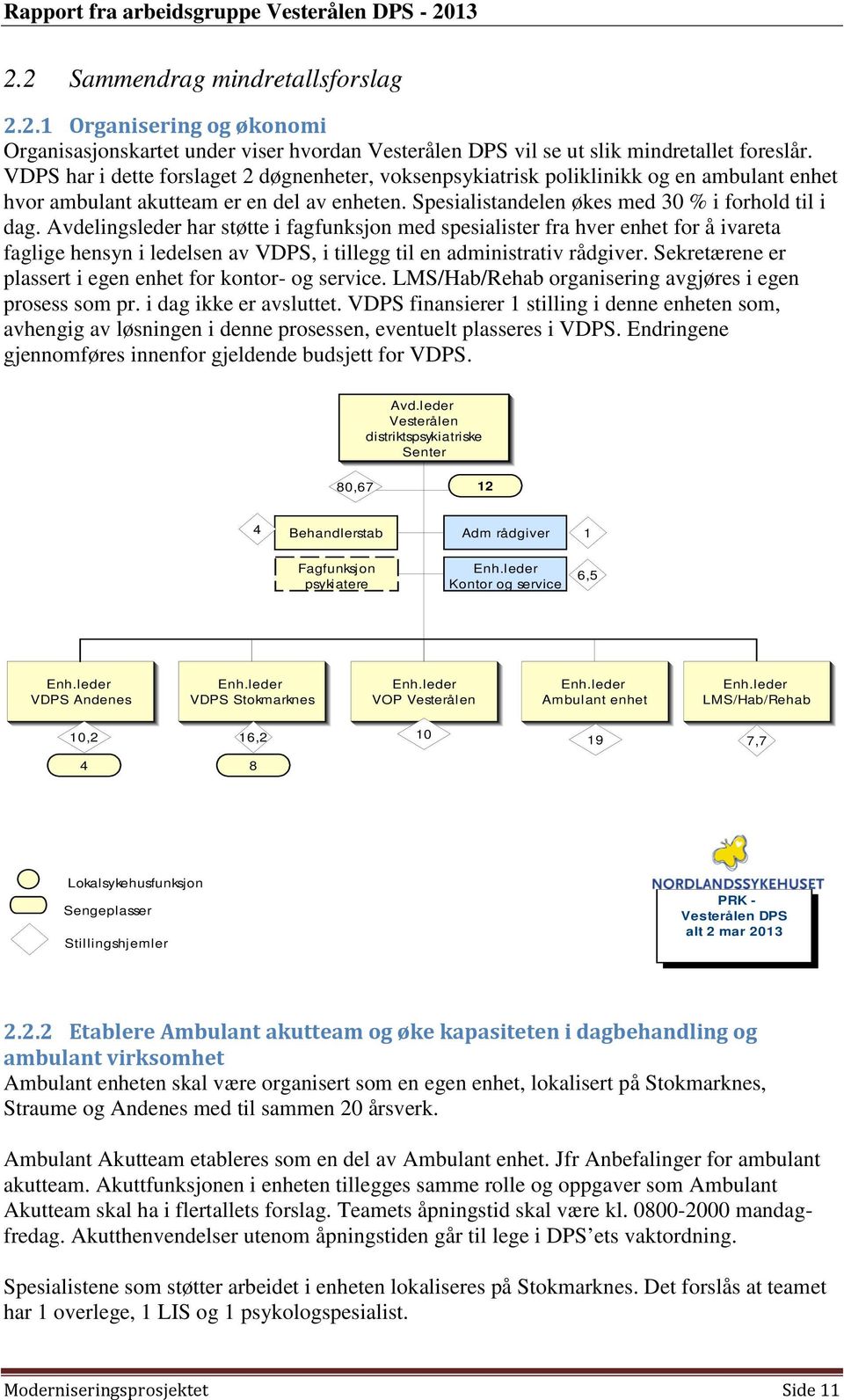 Avdelingsleder har støtte i fagfunksjon med spesialister fra hver enhet for å ivareta faglige hensyn i ledelsen av VDPS, i tillegg til en administrativ rådgiver.