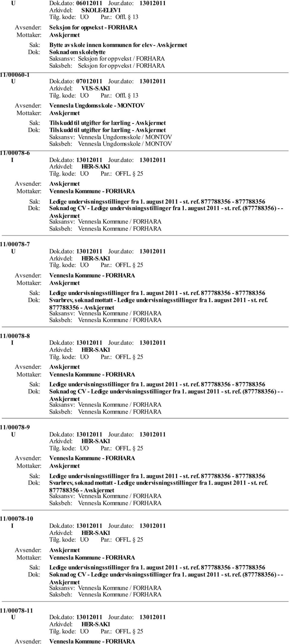 oppvekst / FORHARA 11/00060-1 U Dok.dato: 07012011 Jour.