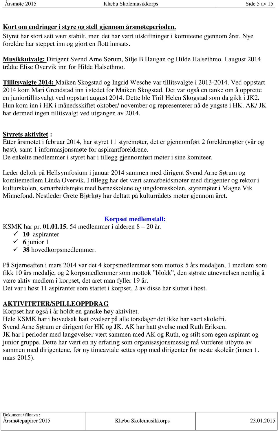 Tillitsvalgte 2014: Maiken Skogstad og Ingrid Wesche var tillitsvalgte i 2013-2014. Ved oppstart 2014 kom Mari Grendstad inn i stedet for Maiken Skogstad.