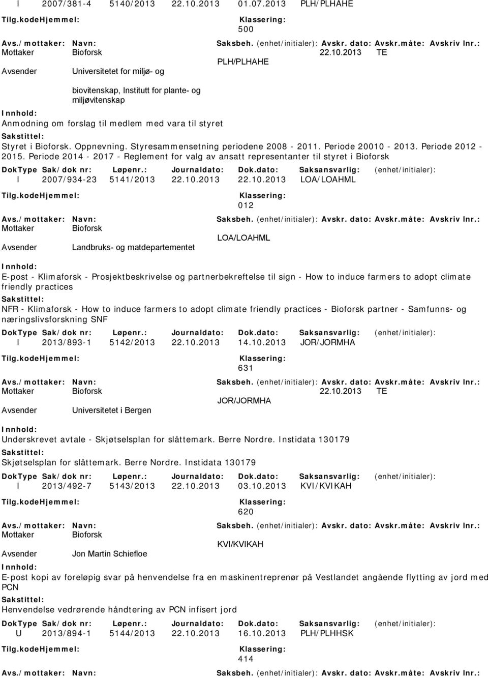 Periode 2014-2017 - Reglement for valg av ansatt representanter til styret i Bioforsk I 2007/934-23 5141/2013 22.10.