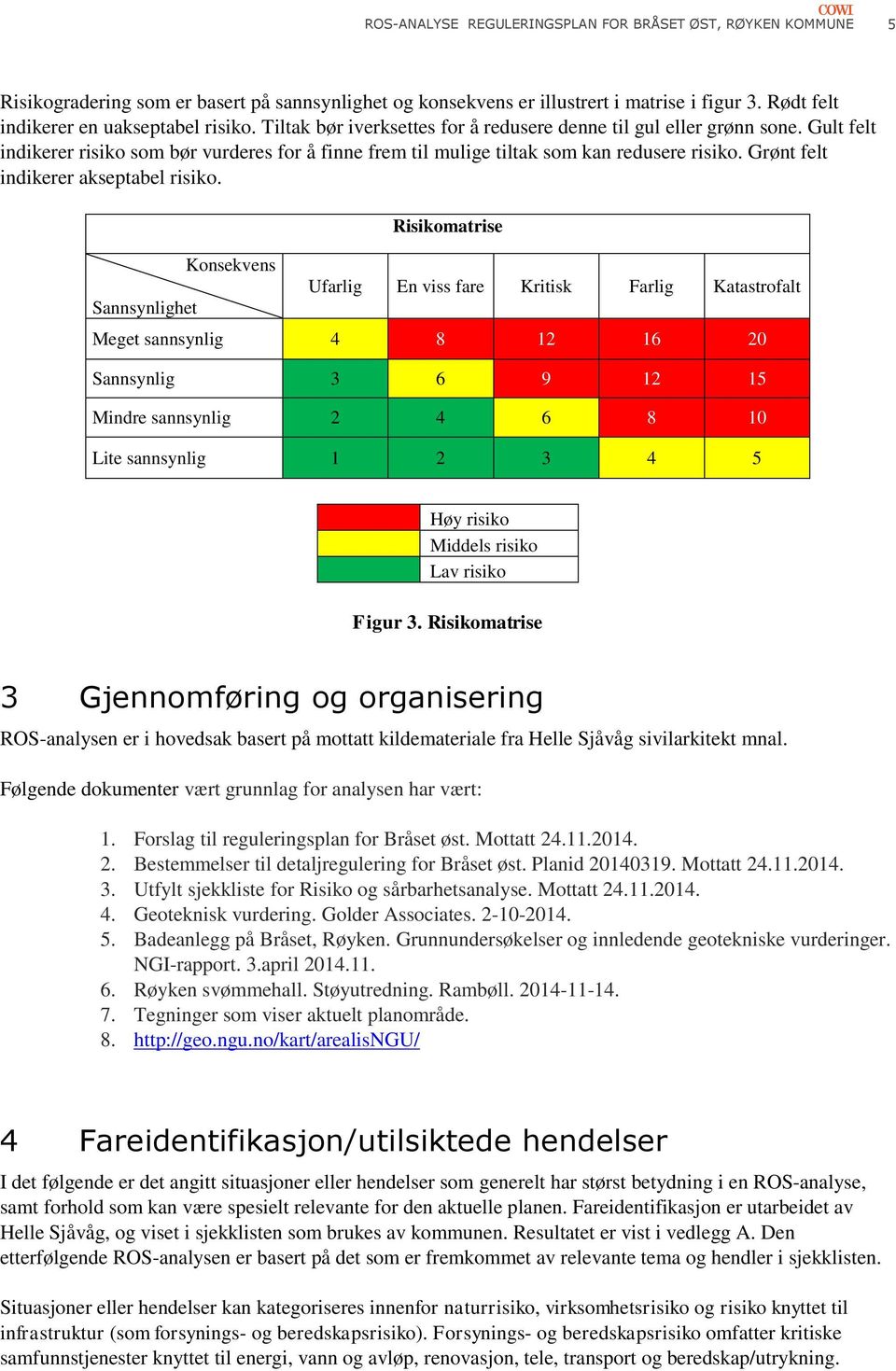 Grønt felt indikerer akseptabel risiko.