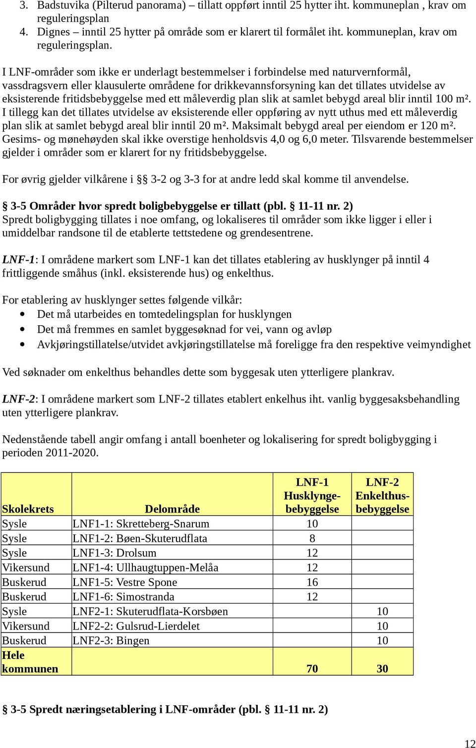 I LNF-områder som ikke er underlagt bestemmelser i forbindelse med naturvernformål, vassdragsvern eller klausulerte områdene for drikkevannsforsyning kan det tillates utvidelse av eksisterende