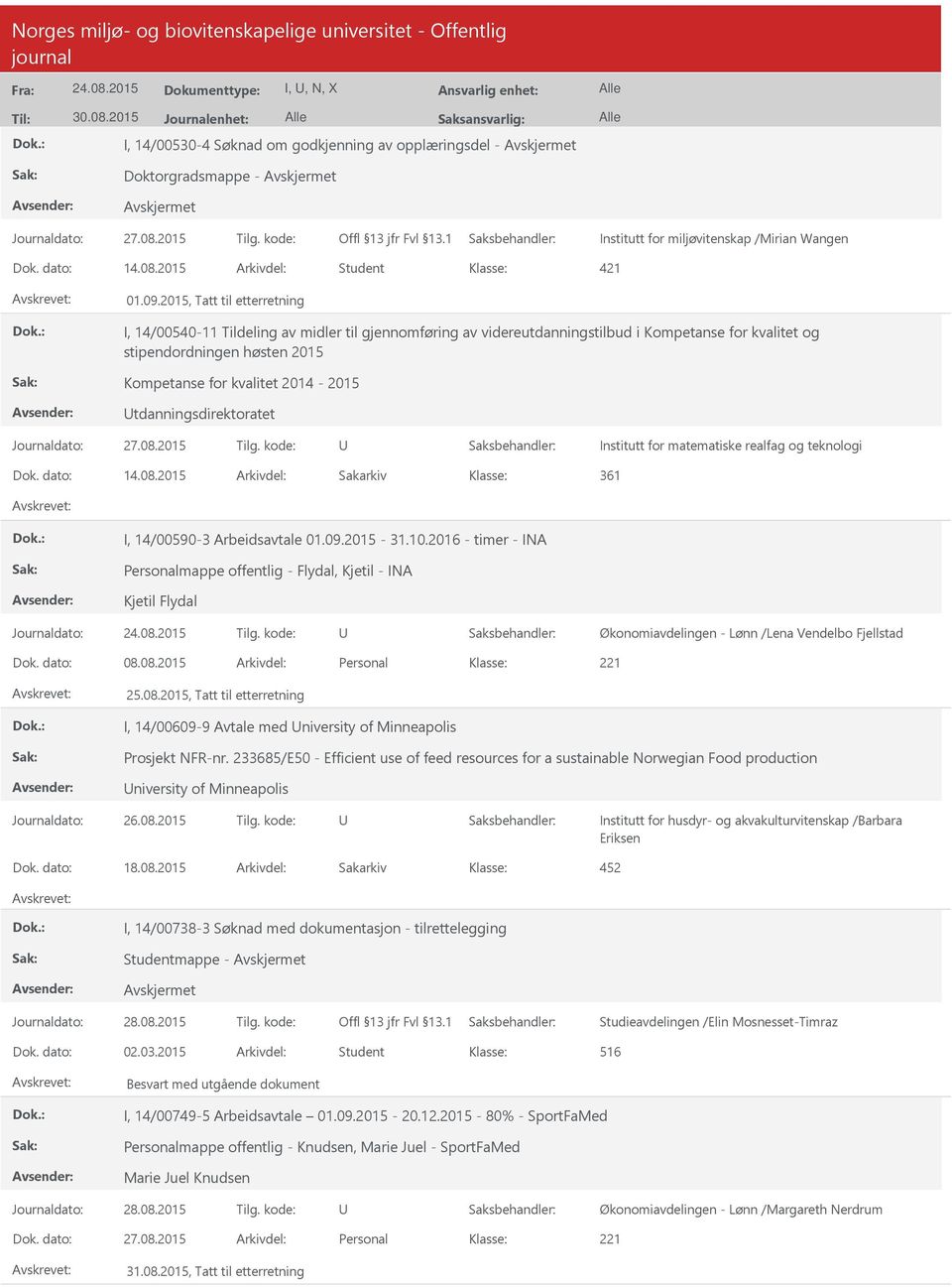 tdanningsdirektoratet Institutt for matematiske realfag og teknologi Dok. dato: 14.08.2015 Arkivdel: Sakarkiv 361 I, 14/00590-3 Arbeidsavtale 01.09.2015-31.10.