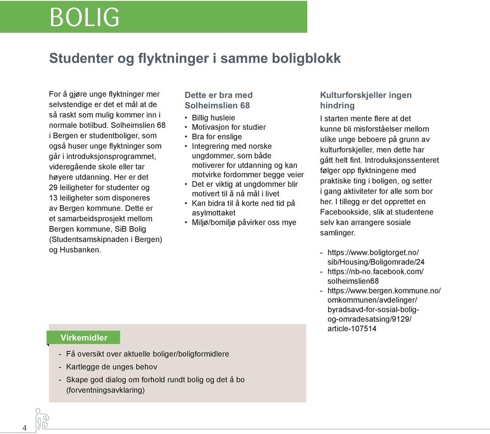 Her er det 29 leiligheter for studenter og 13 leiligheter som disponeres av Bergen kommune. Dette er et samarbeidsprosjekt mellom Bergen kommune, SiB Bolig (Studentsamskipnaden i Bergen) og Husbanken.