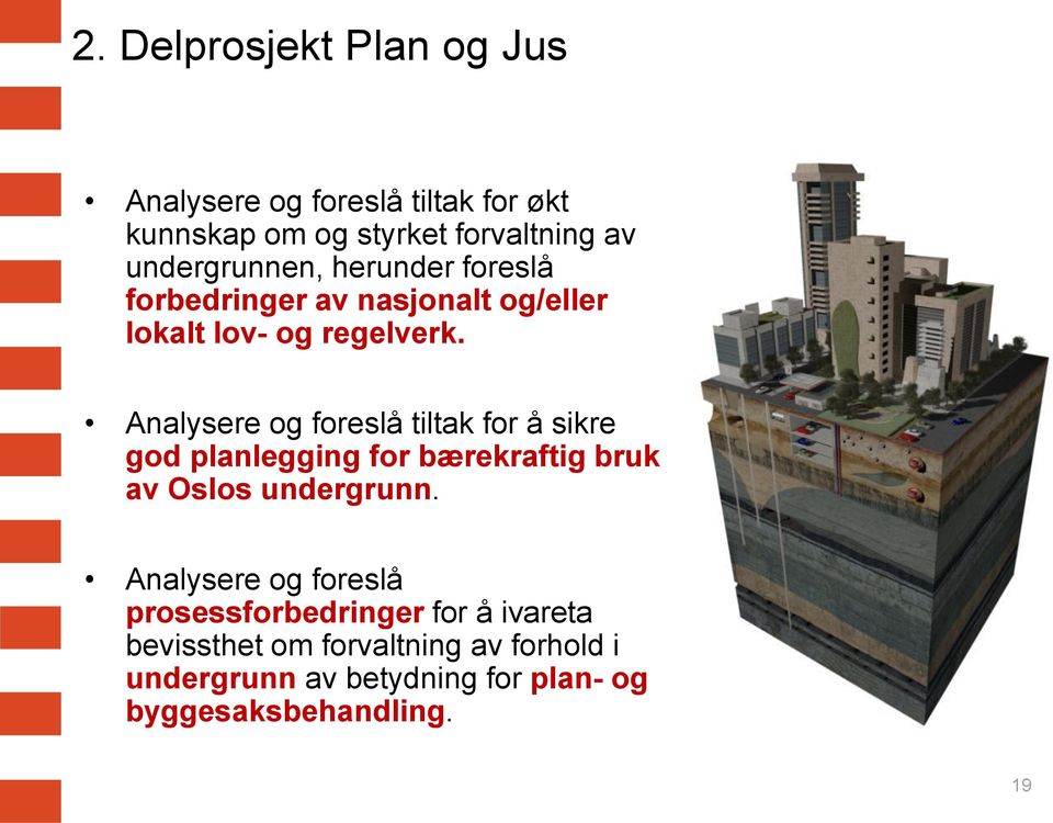 Analysere og foreslå tiltak for å sikre god planlegging for bærekraftig bruk av Oslos undergrunn.