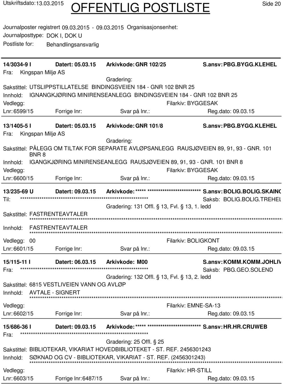 Svar på lnr.: 13/1405-5 I Datert: 05.03.15 Arkivkode:GNR 101/8 S.ansv: PBG.BYGG.KLEHEL Fra: Kingspan Miljø AS Sakstittel: PÅLEGG OM TILTAK FOR SEPARATE AVLØPSANLEGG RAUSJØVEIEN 89, 91, 93 - GNR.