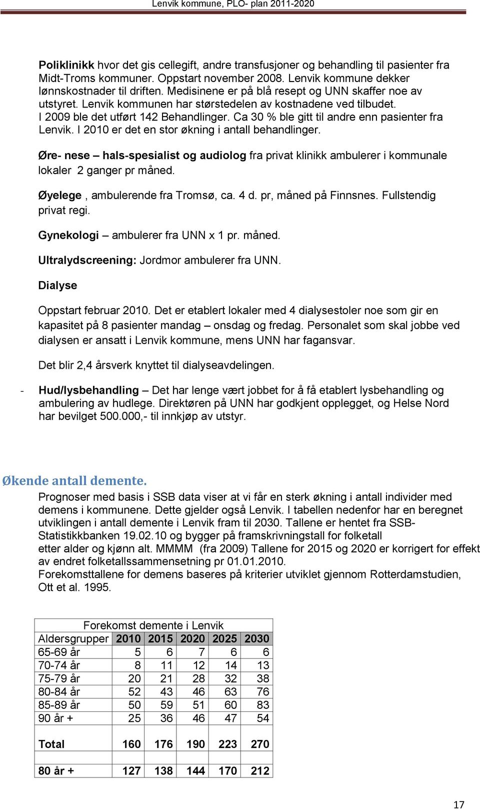 Ca 30 % ble gitt til andre enn pasienter fra Lenvik. I 2010 er det en stor økning i antall behandlinger.