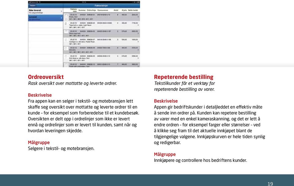 Oversikten er delt opp i ordrelinjer som ikke er levert ennå og ordrelinjer som er levert til kunden, samt når og hvordan leveringen skjedde. Selgere i tekstil- og motebransjen.