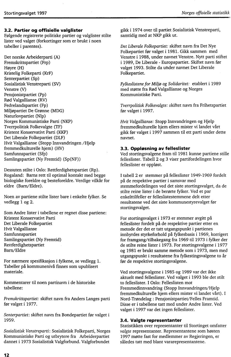 Det norske Arbeiderparti (A) Fremskrittspartiet (Frp) Høyre (H) Kristelig Folkeparti (KrF) Senterpartiet (Sp) Sosialistisk Venstreparti (SV) Venstre (V) Pensjonistpartiet (Pp) Rød Valgallianse (RV)