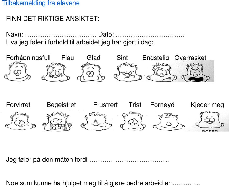 Glad Sint Engstelig Overrasket Forvirret Begeistret Frustrert Trist Fornøyd