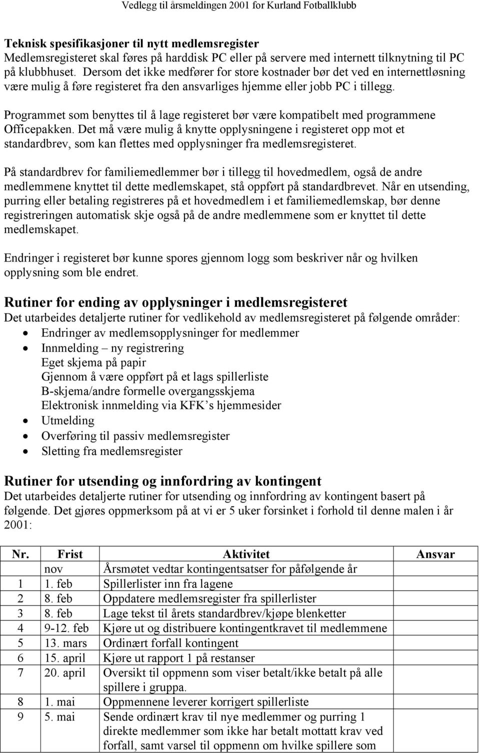 Programmet som benyttes til å lage registeret bør være kompatibelt med programmene Officepakken.