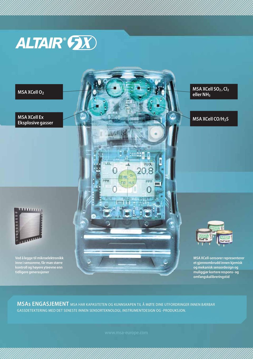 kjemisk og mekanisk sensordesign og muliggjør kortere respons- og omfangskalibreringstid MSAs ENGASJEMENT MSA HAR KAPASITETEN OG KUNNSKAPEN