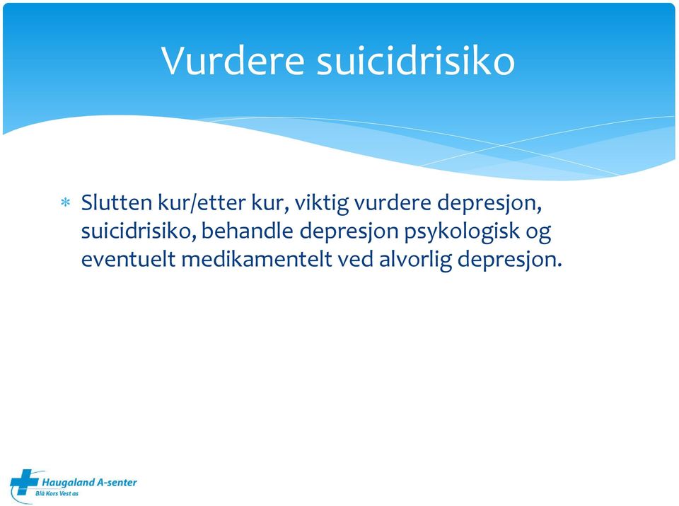 suicidrisiko, behandle depresjon