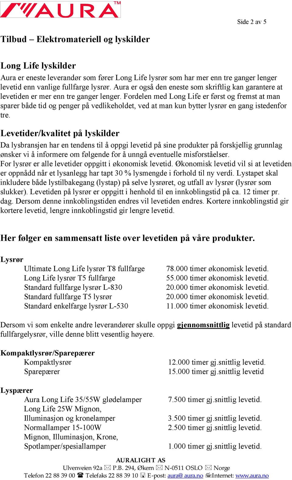 Fordelen med Long Life er først og fremst at man sparer både tid og penger på vedlikeholdet, ved at man kun bytter lysrør en gang istedenfor tre.