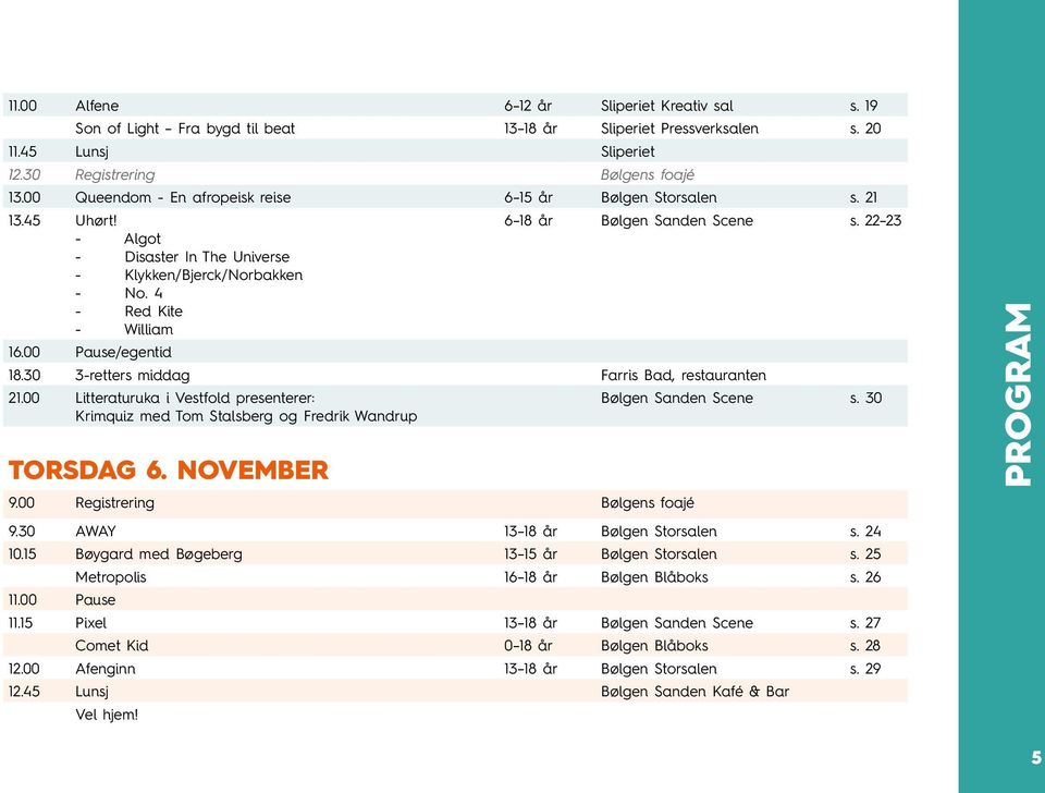 4 - Red Kite - William 16.00 Pause/egentid 18.30 3-retters middag Farris Bad, restauranten 21.