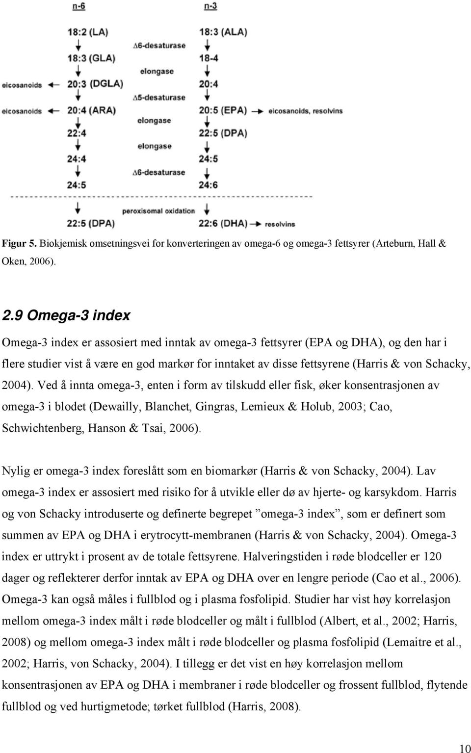 9 Omega-3 index Omega-3 index er assosiert med inntak av omega-3 fettsyrer (EPA og DHA), og den har i flere studier vist å være en god markør for inntaket av disse fettsyrene (Harris & von Schacky,