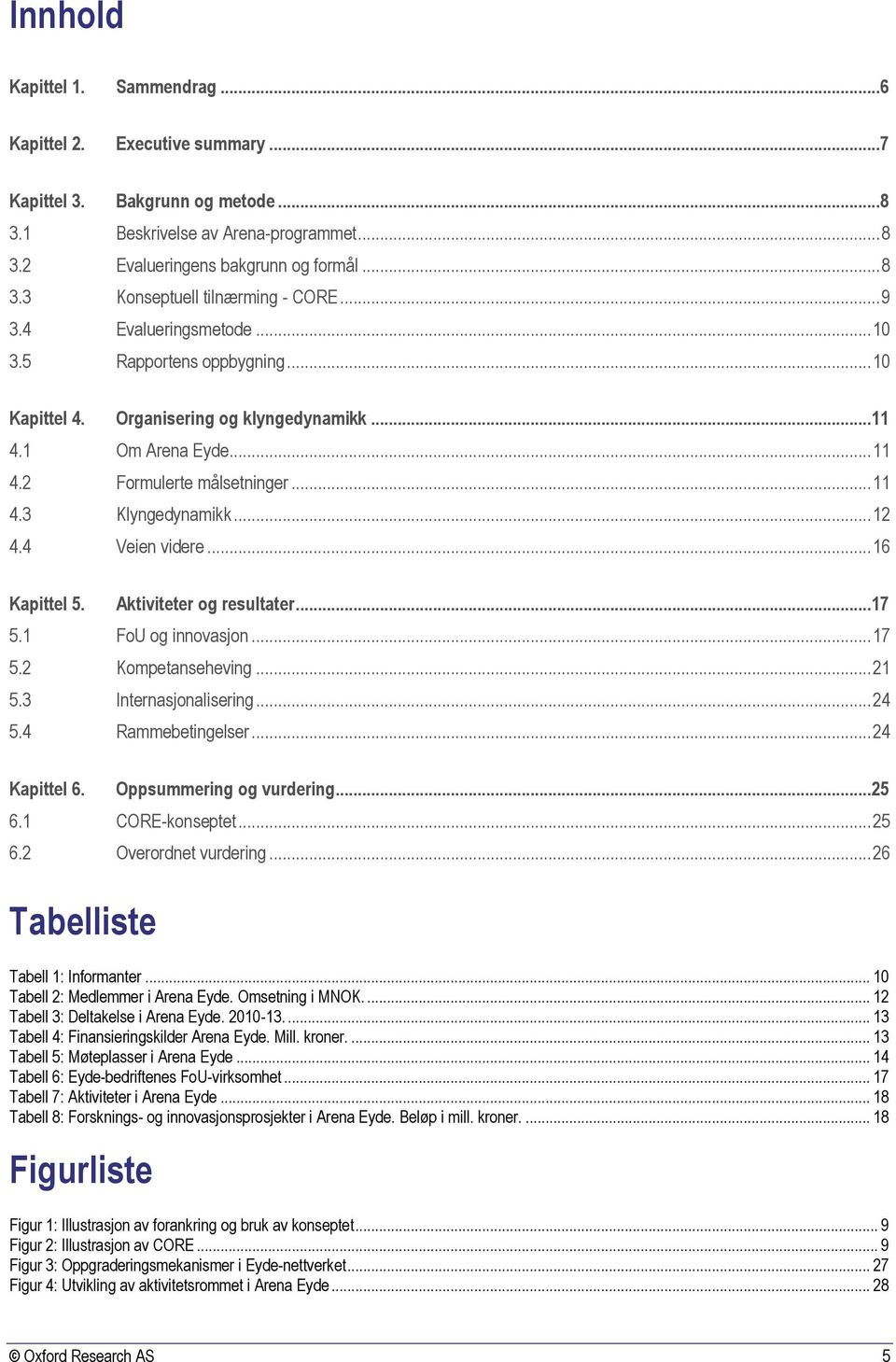 4 Veien videre... 16 Kapittel 5. Aktiviteter og resultater...17 5.1 FoU og innovasjon... 17 5.2 Kompetanseheving... 21 5.3 Internasjonalisering... 24 5.4 Rammebetingelser... 24 Kapittel 6.