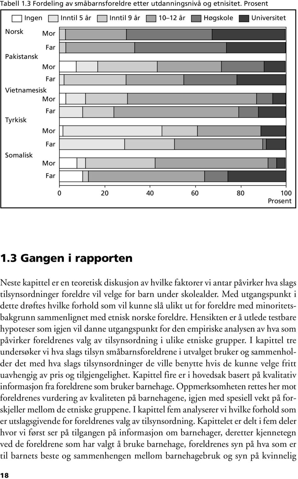 3 Gangen i rapporten Neste kapittel er en teoretisk diskusjon av hvilke faktorer vi antar påvirker hva slags tilsynsordninger foreldre vil velge for barn under skolealder.