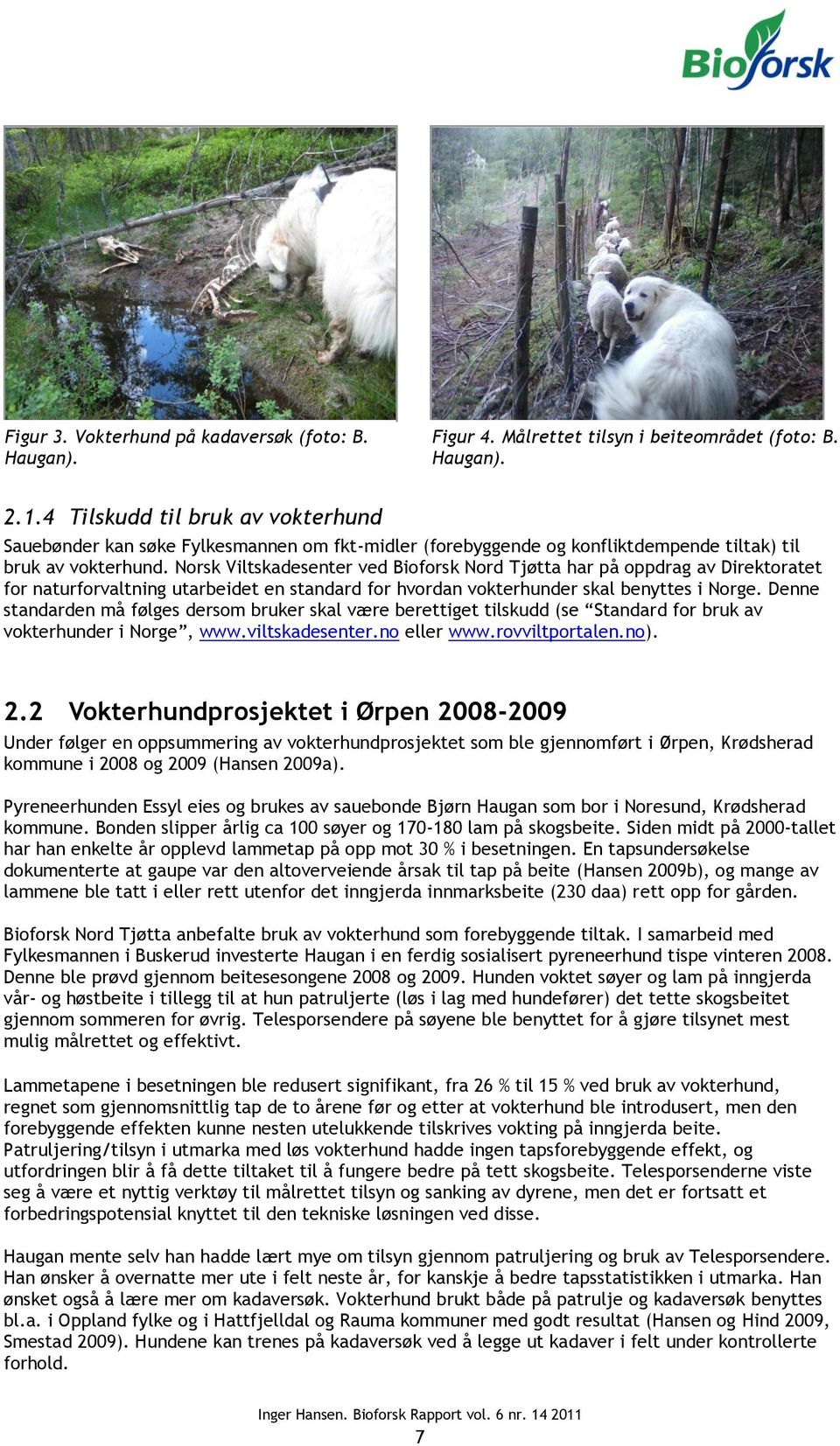 Norsk Viltskadesenter ved Bioforsk Nord Tjøtta har på oppdrag av Direktoratet for naturforvaltning utarbeidet en standard for hvordan vokterhunder skal benyttes i Norge.
