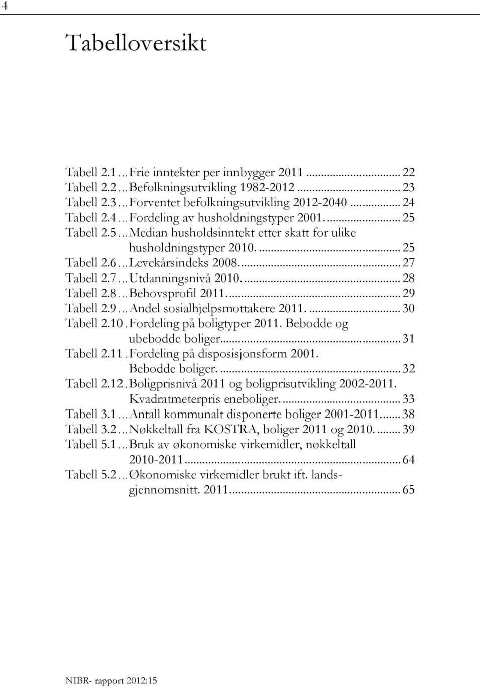 ... 29 Tabell 2.9... Andel sosialhjelpsmottakere 2011.... 30 Tabell 2.10. Fordeling på boligtyper 2011. Bebodde og ubebodde boliger... 31 Tabell 2.11. Fordeling på disposisjonsform 2001.