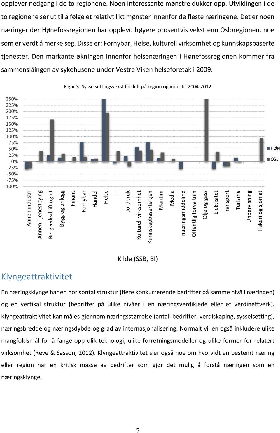 Disse er: Fornybar, Helse, kulturell virksomhet og kunnskapsbaserte tjenester.