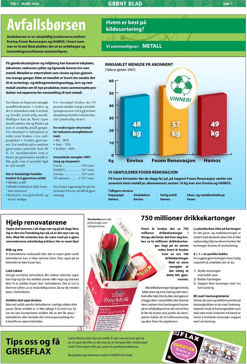 På gjenbruksstasjoner og miljøtorg kan kasserte takplater, takrenner, vedovner, sykler og lignende leveres inn som metall. Metallet er ettertraktet som råvare og kan gjenvinnes mange ganger.