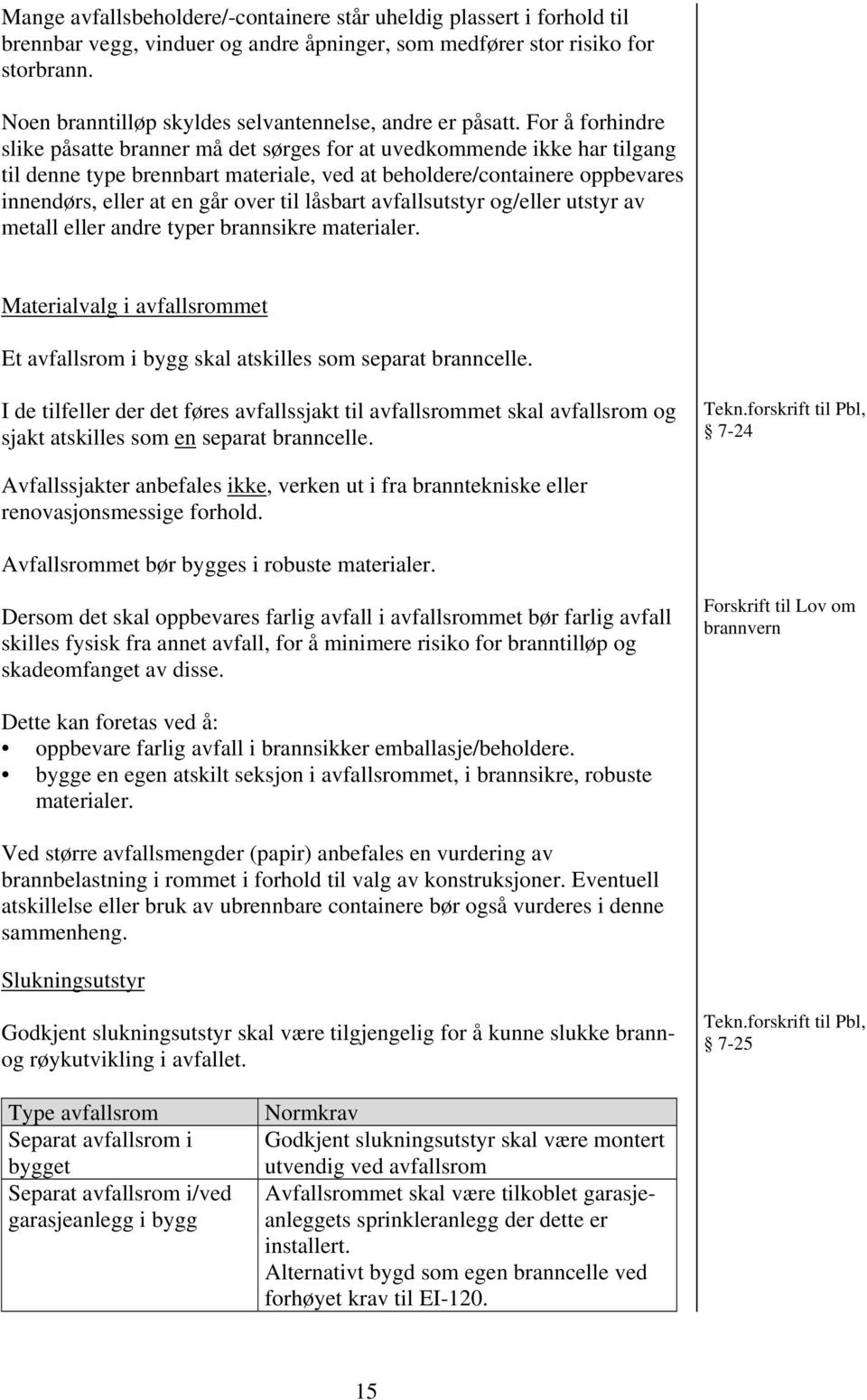 For å forhindre slike påsatte branner må det sørges for at uvedkommende ikke har tilgang til denne type brennbart materiale, ved at beholdere/containere oppbevares innendørs, eller at en går over til