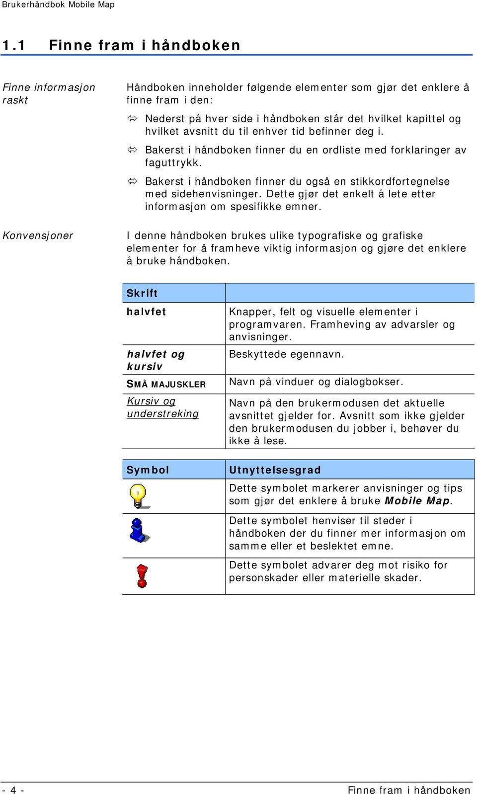 Bakerst i håndboken finner du også en stikkordfortegnelse med sidehenvisninger. Dette gjør det enkelt å lete etter informasjon om spesifikke emner.