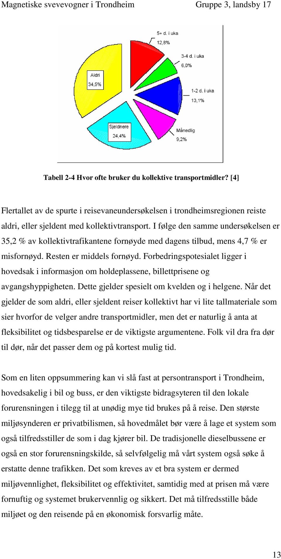 Forbedringspotesialet ligger i hovedsak i informasjon om holdeplassene, billettprisene og avgangshyppigheten. Dette gjelder spesielt om kvelden og i helgene.