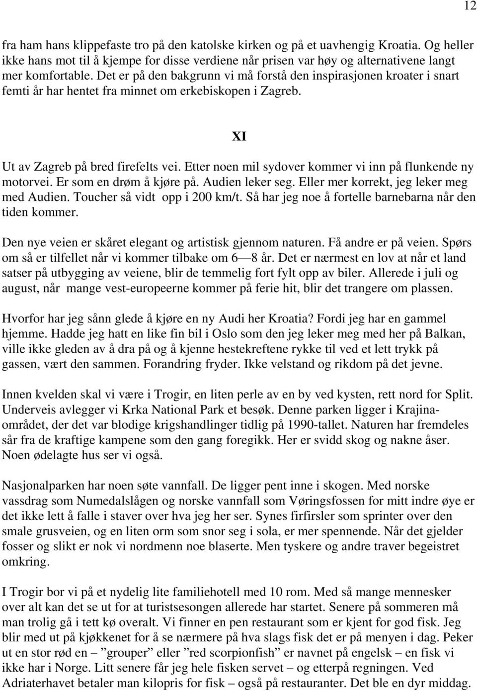 Etter noen mil sydover kommer vi inn på flunkende ny motorvei. Er som en drøm å kjøre på. Audien leker seg. Eller mer korrekt, jeg leker meg med Audien. Toucher så vidt opp i 200 km/t.