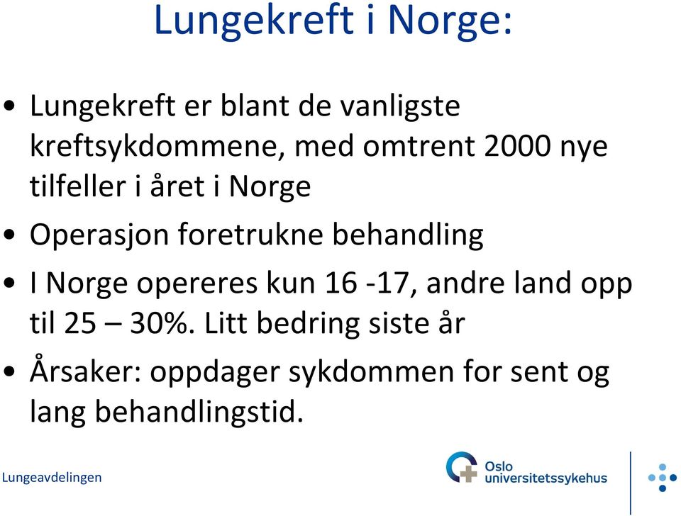 behandling I Norge opereres kun 16 17, andre land opp til 25 30%.