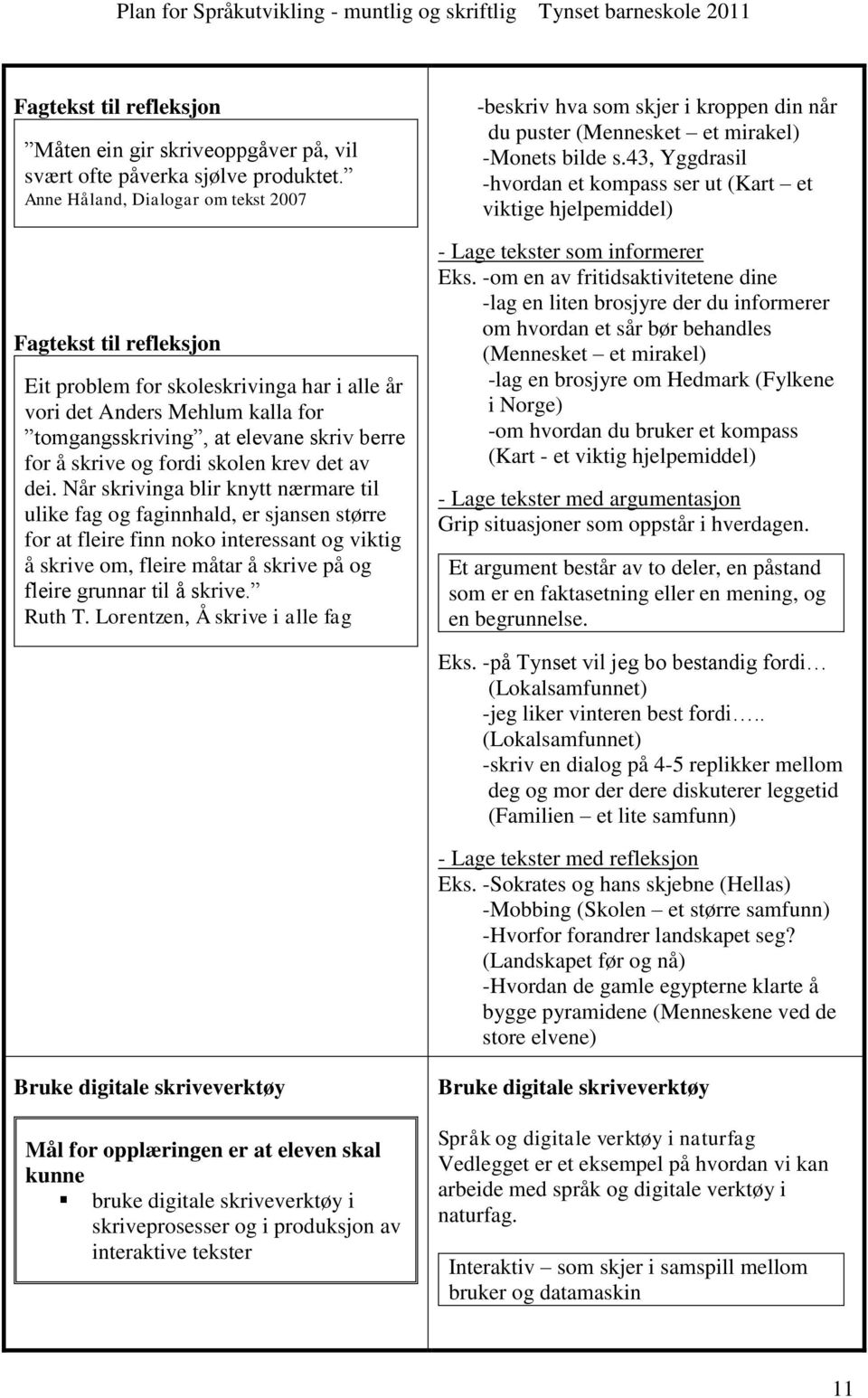 Når skrivinga blir knytt nærmare til ulike fag og faginnhald, er sjansen større for at fleire finn noko interessant og viktig å skrive om, fleire måtar å skrive på og fleire grunnar til å skrive.